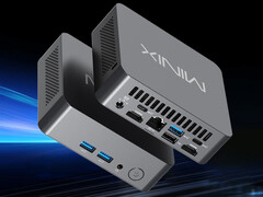 NUC300, 2,5 GbE bağlantı noktasına sahiptir. Resimde: mini bilgisayarın tasarımını ve bağlantı noktası yapılandırmasını gösteren tanıtım görseli.