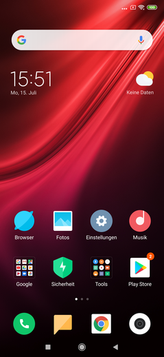 Default home screen