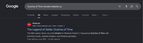 The Legend of Zelda: Ocarina of Time Switch 2 yeniden yapımı Google araması sızıntısı