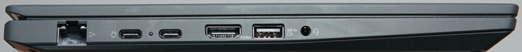 Sol bağlantı noktaları: 1-Gigabit-LAN, USB4 (40 Gbit/s, DP), USB-C (10 Gbit/s, DP), HDMI, USB-A (5 Gbit/s), Kulaklık