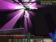 Minecraft'ta bir kullanıcının Ender Ejderhası'nı öldürdüğü anın ekran görüntüsü