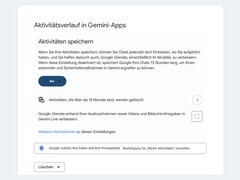 "Etkinliği Sakla" seçeneğinin açık olarak ayarlandığını gösteren Google ayarları sayfası