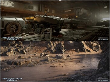 Fragmentary Order'dan Blue Mars haritasının geliştirme aşamasındaki ekran görüntüleri.