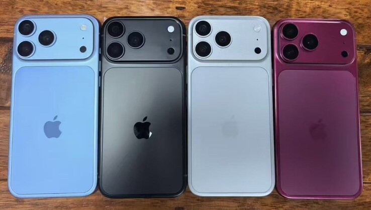Sızdırılan iPhone 18 Pro tasarım modelleri Açık Mavi, Siyah, Gümüş ve Koyu Kiraz renk çeşitlerini gösteriyor.
