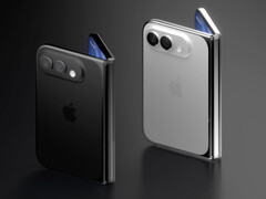 İki renkli iPhone Fold'un konsept render görüntüsü.