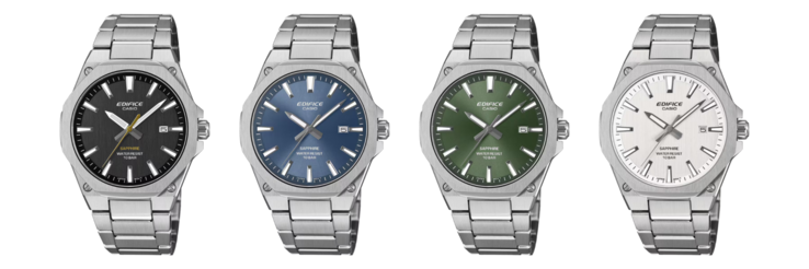 From left to right: the Casio Edifice EFR-SE108D-1A, EFR-SE108D-2A, EFR-SE108D-3A and EFR-SE108D-7A watches