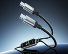 2'si 1 arada hızlı şarj kablosu, 140 W'a kadar güç sağlayabilir. Resimde: iki adet USB-C çıkış bağlantı noktasını gösteren tanıtım fotoğrafı.