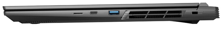 Sağ taraf: MicroSD kart okuyucu, Thunderbolt 4/USB 4 (USB-C; Güç Dağıtımı, DisplayPort), USB 3.2 Gen 1 (USB-A), kablo kilidi için yuva