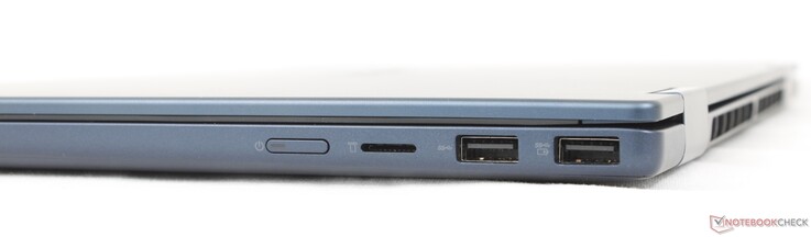 Sağ tarafta: Güç düğmesi, MicroSD okuyucu, 2x USB-A (5 Gbps)