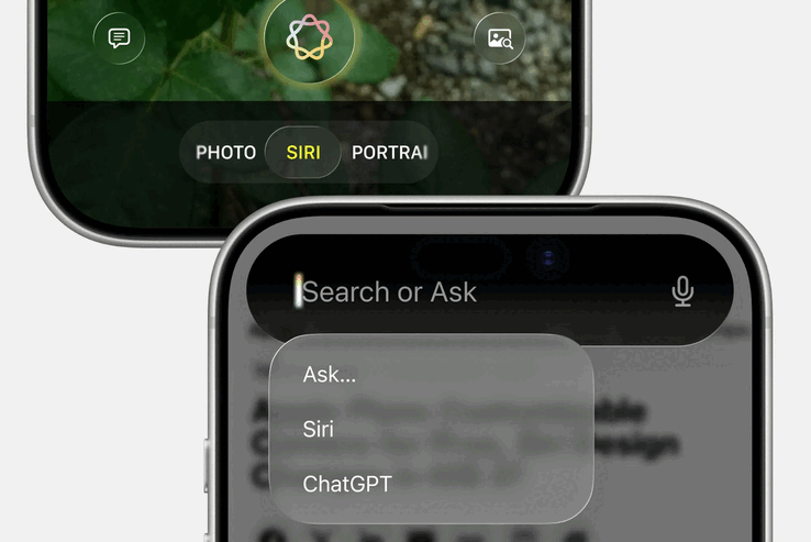 Kamera uygulamasında planlanan Siri entegrasyonu ve Siri için yeni Ara veya Sor arayüzü.