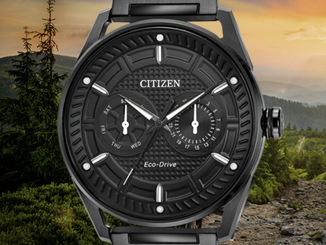 CITIZEN Eco-Drive クロノグラフ ブラック Citizen'ın siyah paslanmaz çelik Eco-Drive kronografı