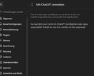 ChatGPT ile Oturum Aç bölümünü gösteren ChatGPT ayarları ekran görüntüsü