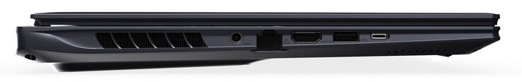 Sol taraf: güç bağlantısı, Gigabit Ethernet, HDMI, USB 3.2 Gen 2 (USB-A), Thunderbolt 4 (USB-C; Power Delivery, DisplayPort)