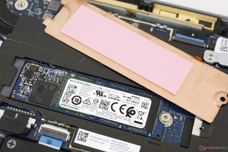 M.2 2280 SSD with copper heat spreader removed. There is no secondary storage bay
