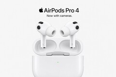 Kameralarla donatılmış AirPods Pro 4'ün yapay zeka tarafından oluşturulan görseli.