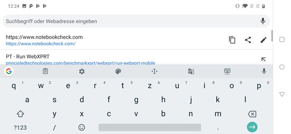 Using the default keyboard in landscape mode