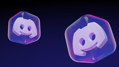 Discord Clyde logosunu içeren 3D yarı saydam küp simgeleri