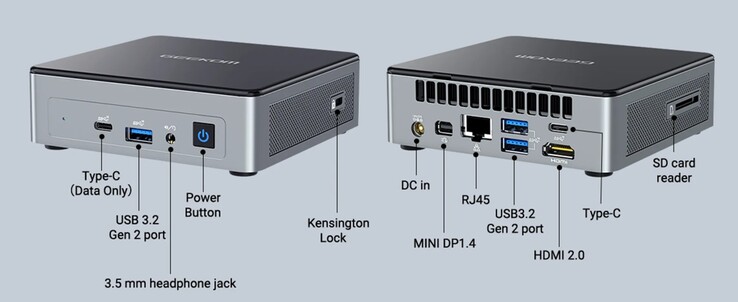 geekom MiniAir 12 üzerindeki harici bağlantı noktaları (kaynak: Geekom)