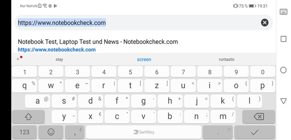 Using the default keyboard in landscape mode