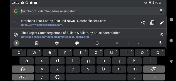 Keyboard in landscape mode