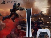 PS5 logolu ve konsollu Gears of War: E-Day çizimi.
