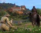 Kingdom Come'da bir kaleyi ve karakterleri gösteren bir görüntü: Deliverance oyununda.