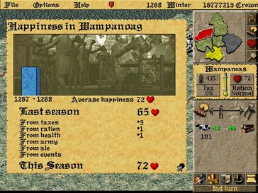 Resimde: Lords of the Realm II oyunundan bir ekran görüntüsü.