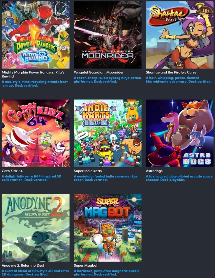 Cartridge Chaos koleksiyonunda yer alan tüm oyunlar