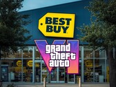 GTA 6 logolu Best Buy mağazası.
