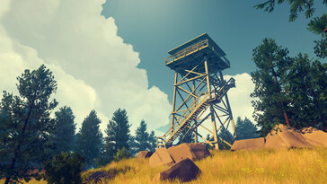 Firewatch'taki bir gözetleme kulesini gösteren bir görüntü.