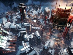 Frostpunk'ta bir şehri gösteren bir resim.