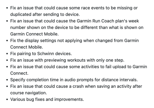 Garmin Forerunner akıllı saat beta güncellemesi sürüm 28.03 için sürüm notları