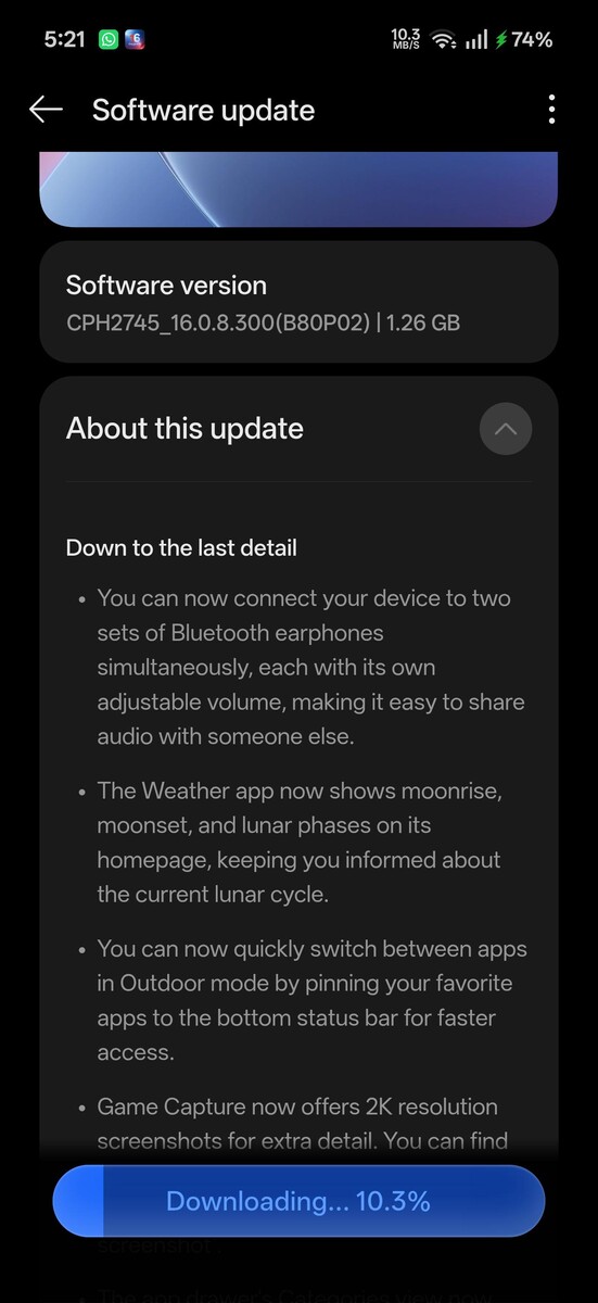 OnePlus 15'te OxygenOS 16.0.8.300 OTA güncellemesi indiriliyor