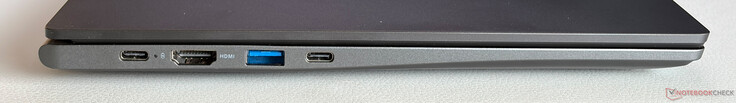 Sol: USB-C 3.2 Gen.1 (5 Gbit/s, DisplayPort, Güç Dağıtımı), HDMI 1.4b, USB-A 3.2 (5 Gbit/s), USB-C 3.2 Gen.1 (5 Gbit/s, DisplayPort, Güç Dağıtımı)