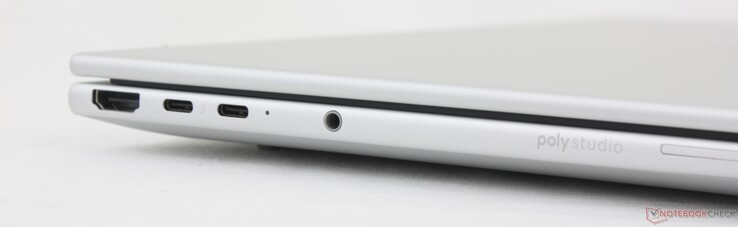 HDMI 2.1, 2x USB-C Thunderbolt 4 w / DisplayPort 2.1 + Güç Dağıtımı (40 Gbps), 3,5 mm kulaklık, SmartCard okuyucu (isteğe bağlı)