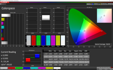 CalMAN: Colour space - sRGB target colour space