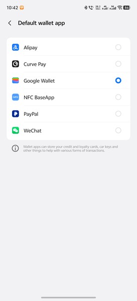 Google Wallet uzun zamandır varsayılan olarak ayarlanmıştır.