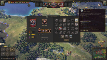Knights of Honor II: Sovereign oyunundaki bir arayüzü gösteren bir resim.