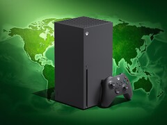Dünya haritasıyla gösterilen Xbox Series X konsolu