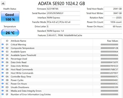 ADATA SE920 PCIe 4.0 x2 ile çalışır