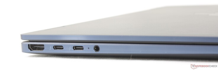Sol: HDMI 2.1, 2 adet USB-C Thunderbolt 4 (DisplayPort 2.1 + Power Delivery 3.0 özellikli), 3,5 mm kulaklık girişi