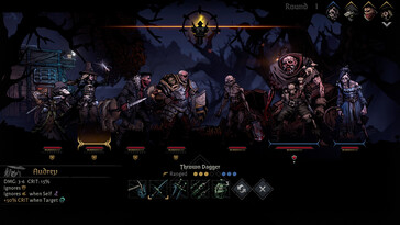 Darkest Dungeon II'de bir savaşı gösteren bir görüntü