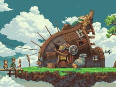 Owlboy'daki bir evi gösteren bir görüntü.