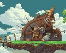 Owlboy'daki bir evi gösteren bir görüntü.