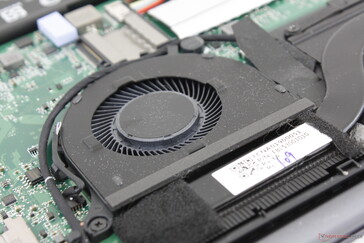 Cooling solution is similar to the IdeaPad S940 albeit with larger fans and a thicker heat pipe