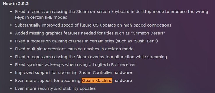 SteamOS 3.8.3 beta günlüğü. 