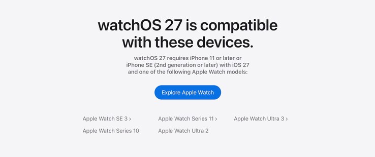 watchOS 27 yalnızca birkaç akıllı saat ile uyumludur.
