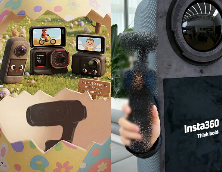 Çift kameralı Insta360 (solda), tam boyutlu Insta360 teaser görüntüsü (sağda).