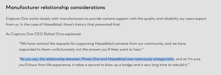 Capture One ve Hasselblad arasında geçmişte pek de iyi bir ilişki olmamıştı.