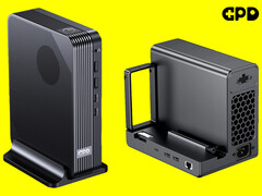 MCIO 8i 512Gbps çift yönlü bant genişliği vaat ediyor. Resimde: GPD'den yeni mini PC (solda) ve eGPU (sağda) (düzenlenmiştir).